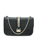 Valentino Black Glam Lock Rockstud Medium Flap Bag