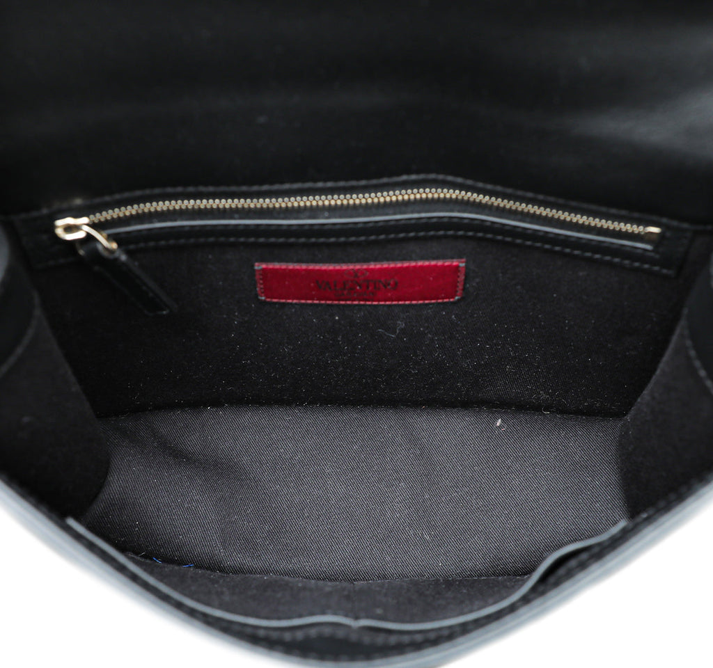 Valentino Black Glam Lock Rockstud Medium Flap Bag