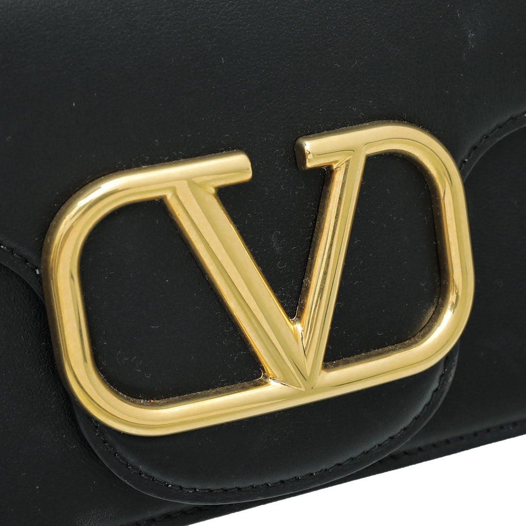 Valentino Black Loco VLogo Flap Convertible Chain Bag