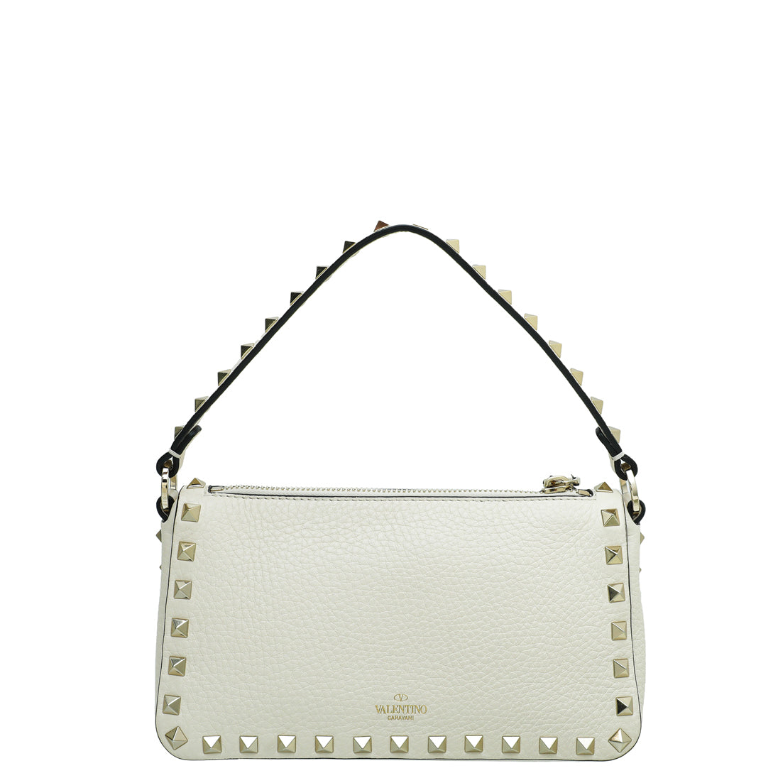 Valentino Light Ivory Rockstud Grainy Crossbody Small Bag
