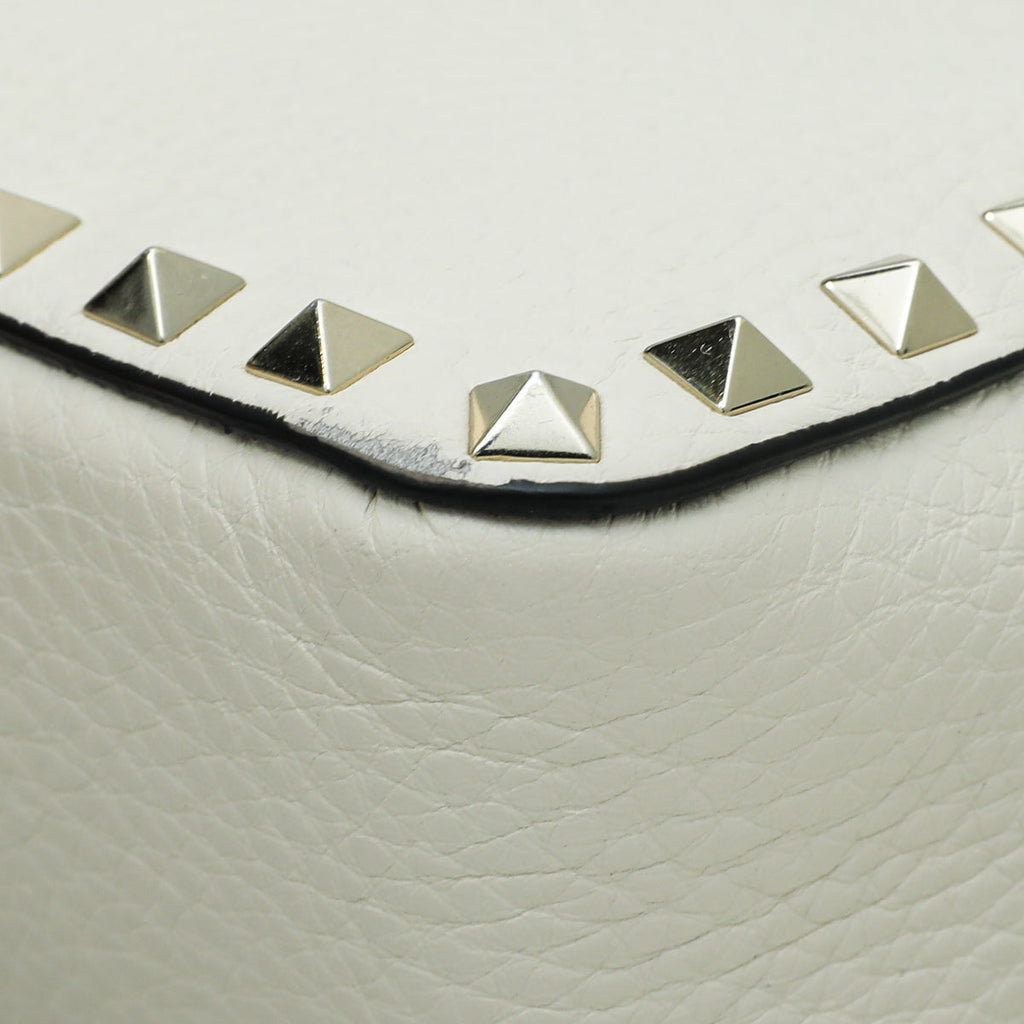Valentino Light Ivory Rockstud Grainy Crossbody Small Bag