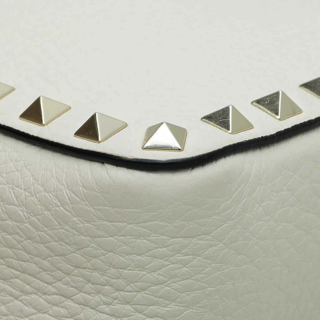 Valentino Light Ivory Rockstud Grainy Crossbody Small Bag