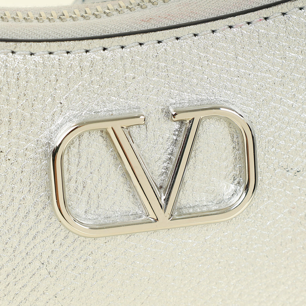 Valentino Metallic Silver VLogo Hobo Mini Bag