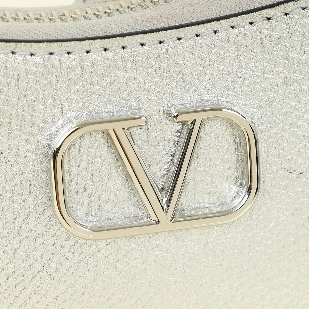 Valentino Metallic Silver VLogo Hobo Mini Bag