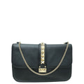 Valentino Black Glam Lock Large Flap Shoulder Bag