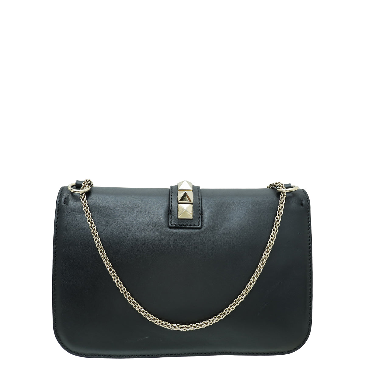 Valentino Black Glam Lock Large Flap Shoulder Bag