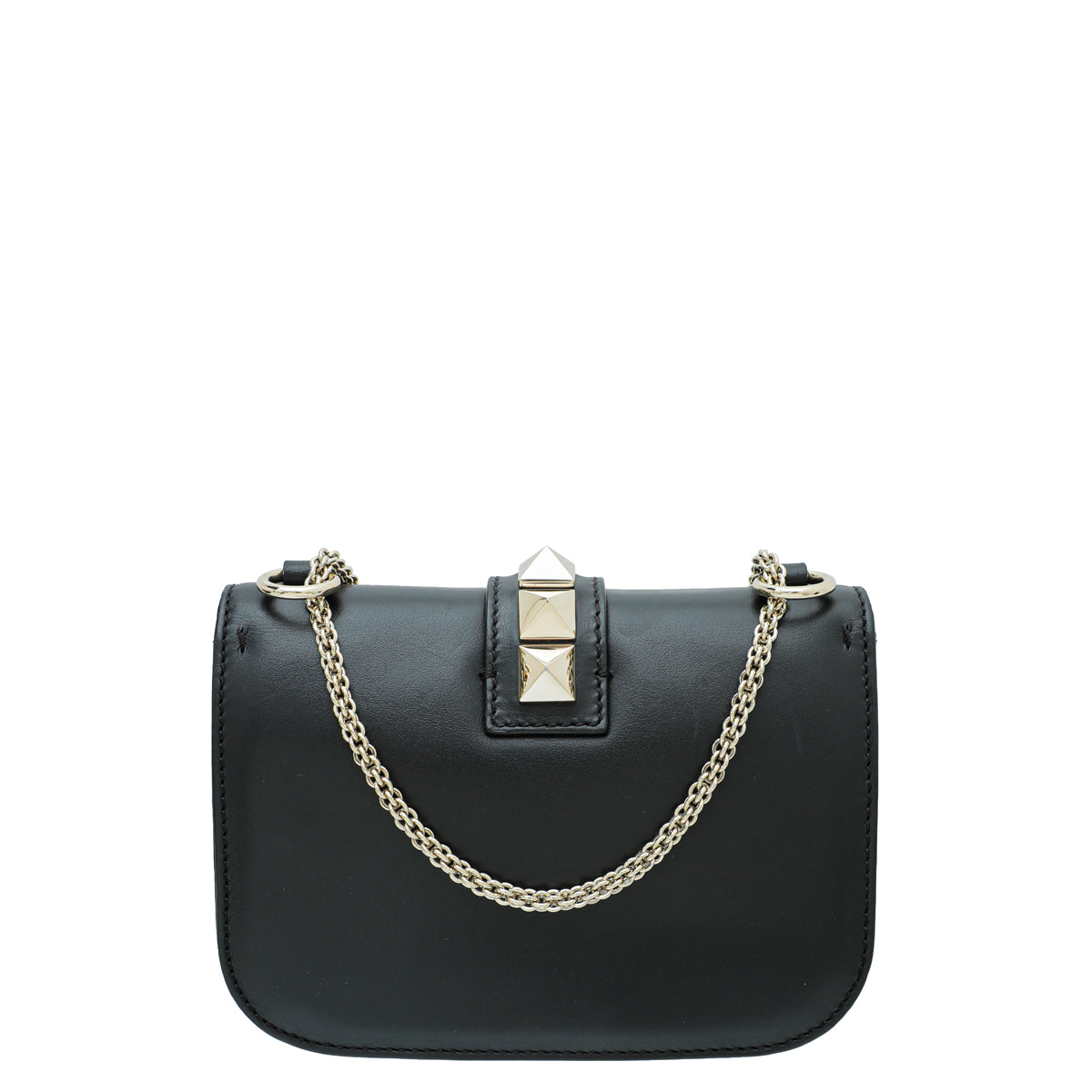 Valentino Black Glam Lock Small Flap Chain Bag