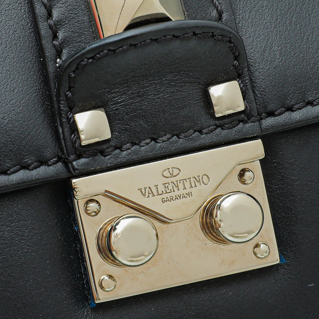 Valentino Black Glam Lock Small Flap Chain Bag
