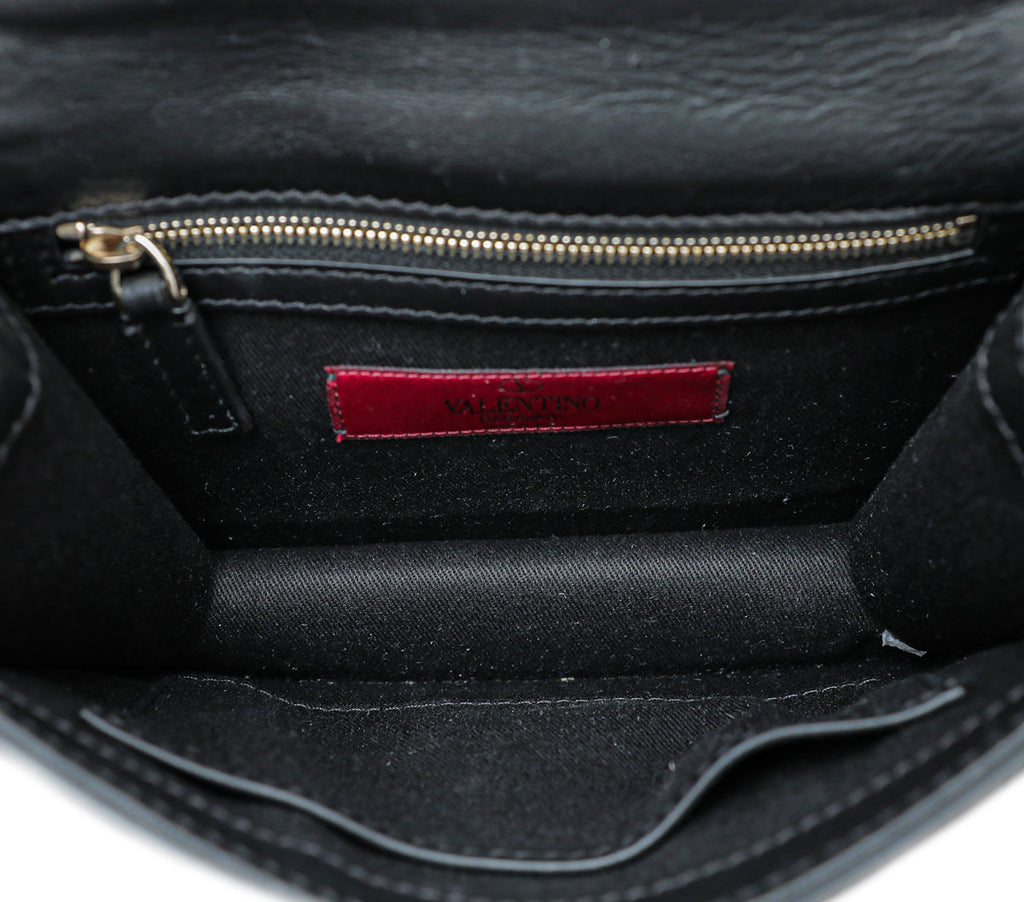 Valentino Black Glam Lock Small Flap Chain Bag