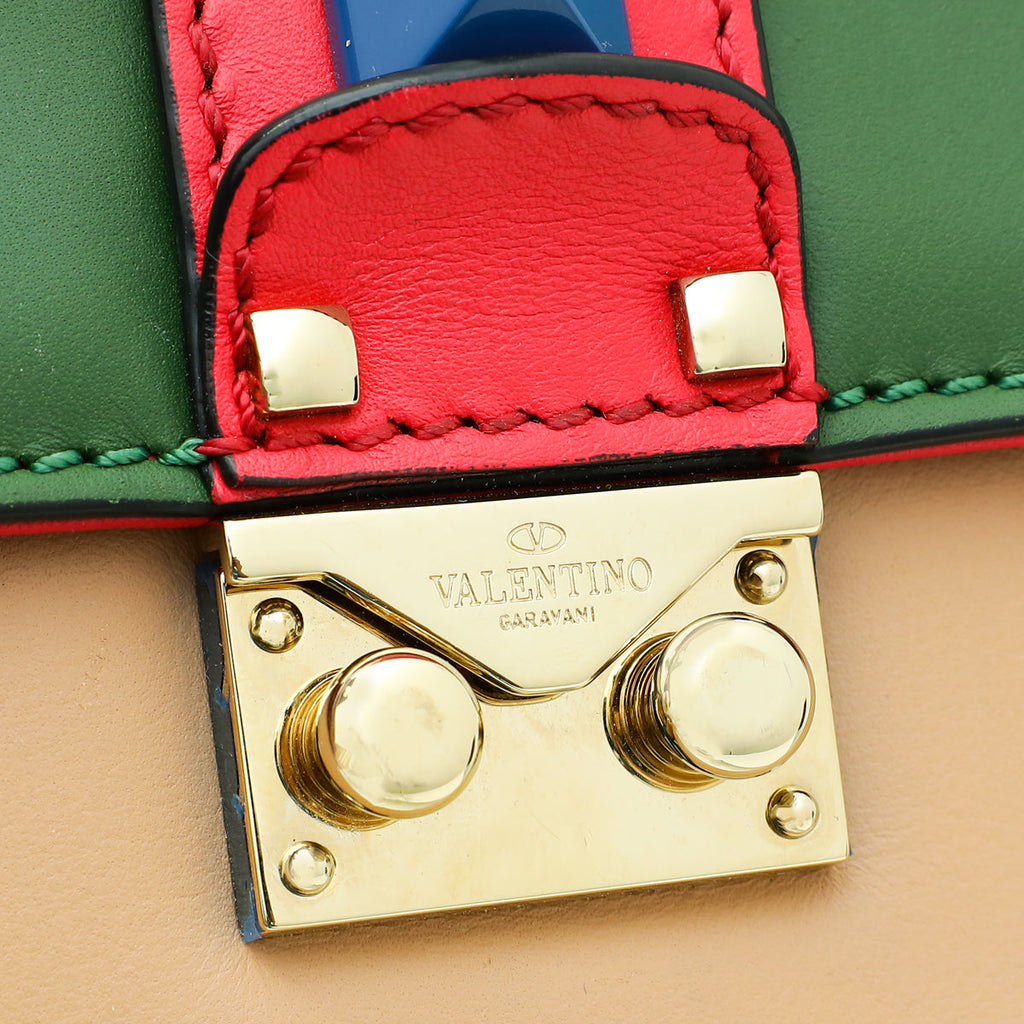 Valentino Multicolor Rockstud Glam Lock Small Chain Bag