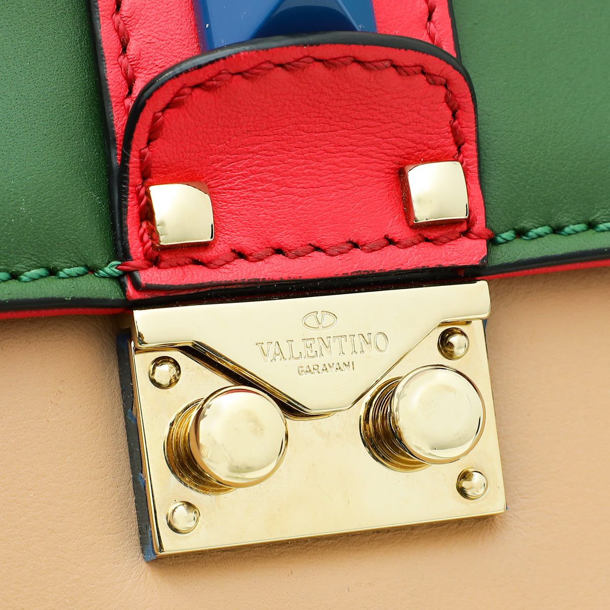 Valentino Multicolor Rockstud Glam Lock Small Chain Bag