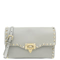 Valentino Gray Rockstud Flip Lock Flap Crossbody Bag