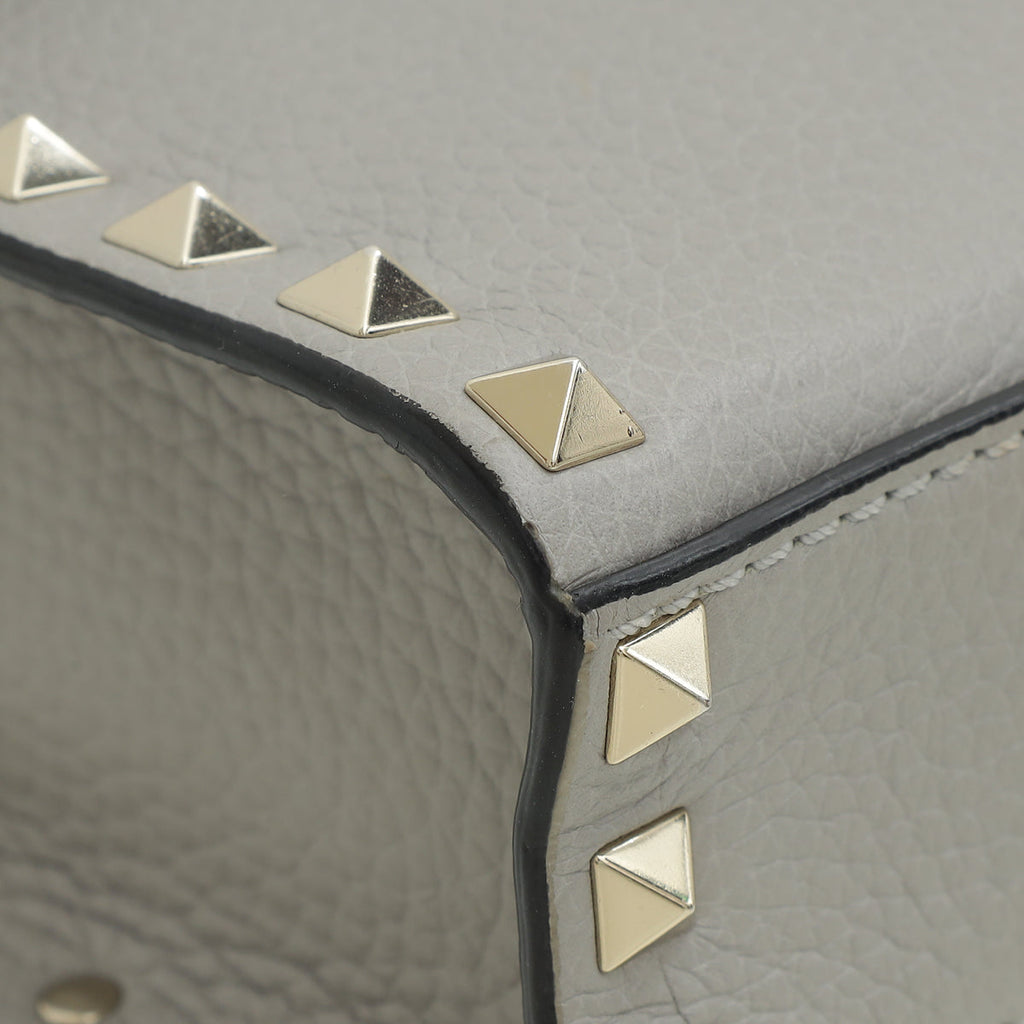 Valentino Gray Rockstud Flip Lock Flap Crossbody Bag