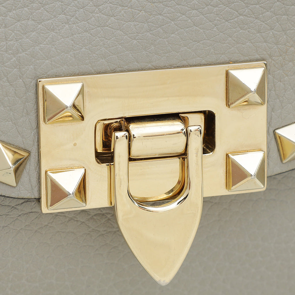 Valentino Gray Rockstud Flip Lock Flap Crossbody Bag