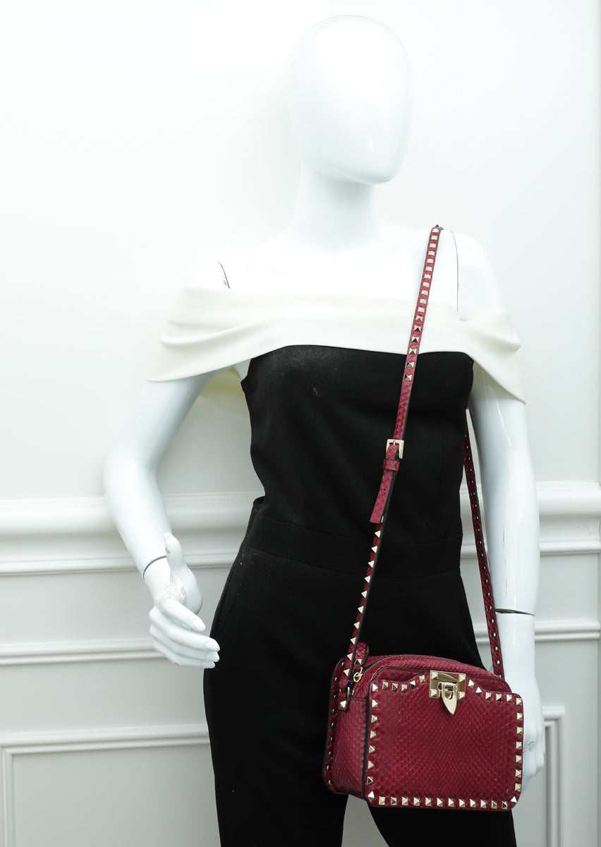Valentino Bicolor Python Middle East Exclusive Rockstud Camera Bag