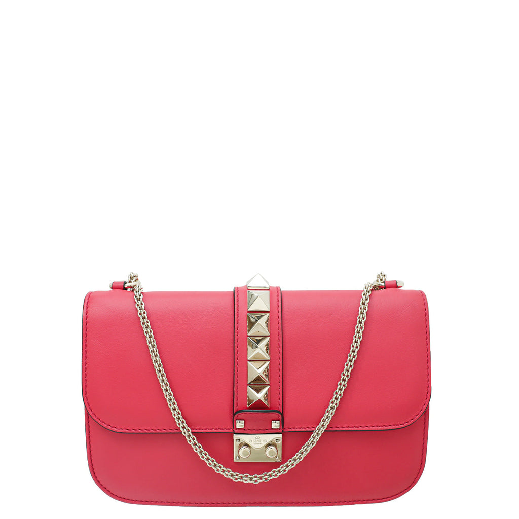 Valentino Red Rockstud Glam Lock Flap Medium Bag