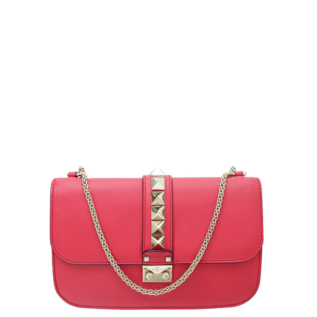Valentino Red Rockstud Glam Lock Flap Medium Bag