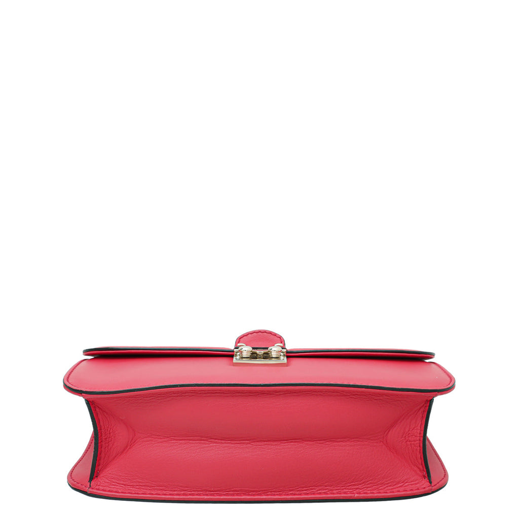 Valentino Red Rockstud Glam Lock Flap Medium Bag
