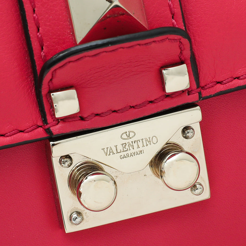 Valentino Red Rockstud Glam Lock Flap Medium Bag