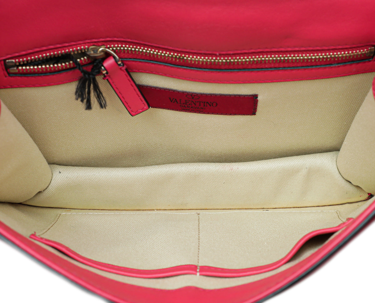 Valentino Red Rockstud Glam Lock Flap Medium Bag
