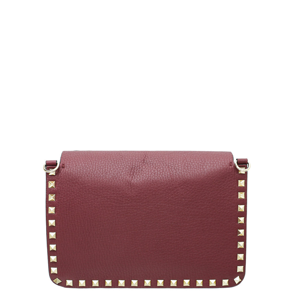 Valentino Burgundy Rockstud Flap Crossbody Bag