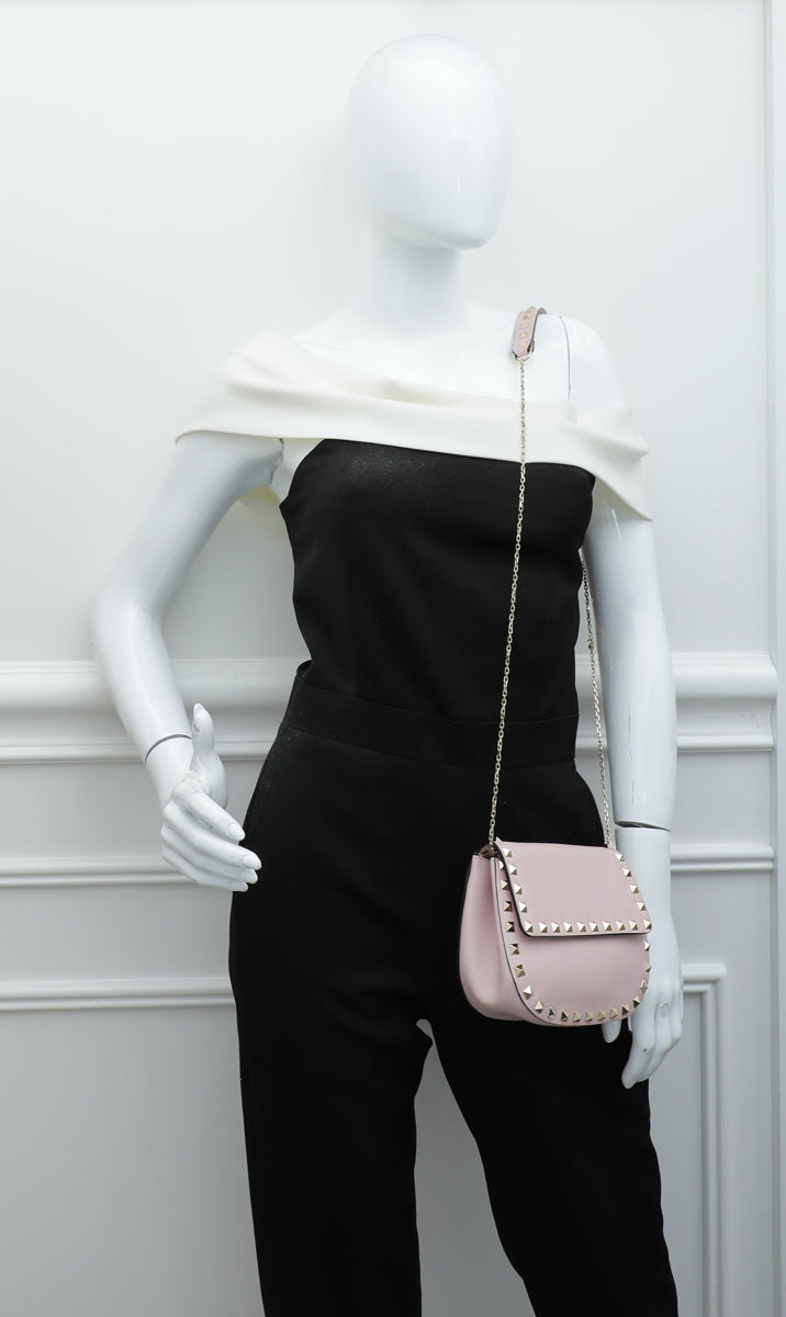 Valentino Light Pink Rockstud Flap Chain Bag