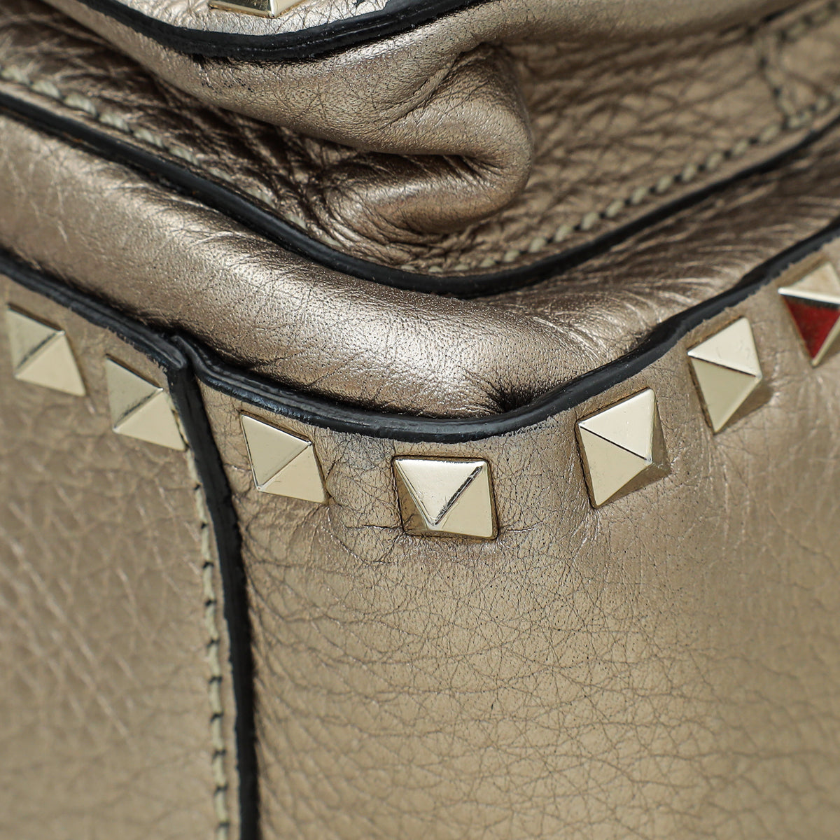 Valentino Metallic Champaign Rockstud Medium Backpack Bag