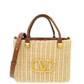Valentino Bicolor Vlogo Wicker Basket Tote Bag