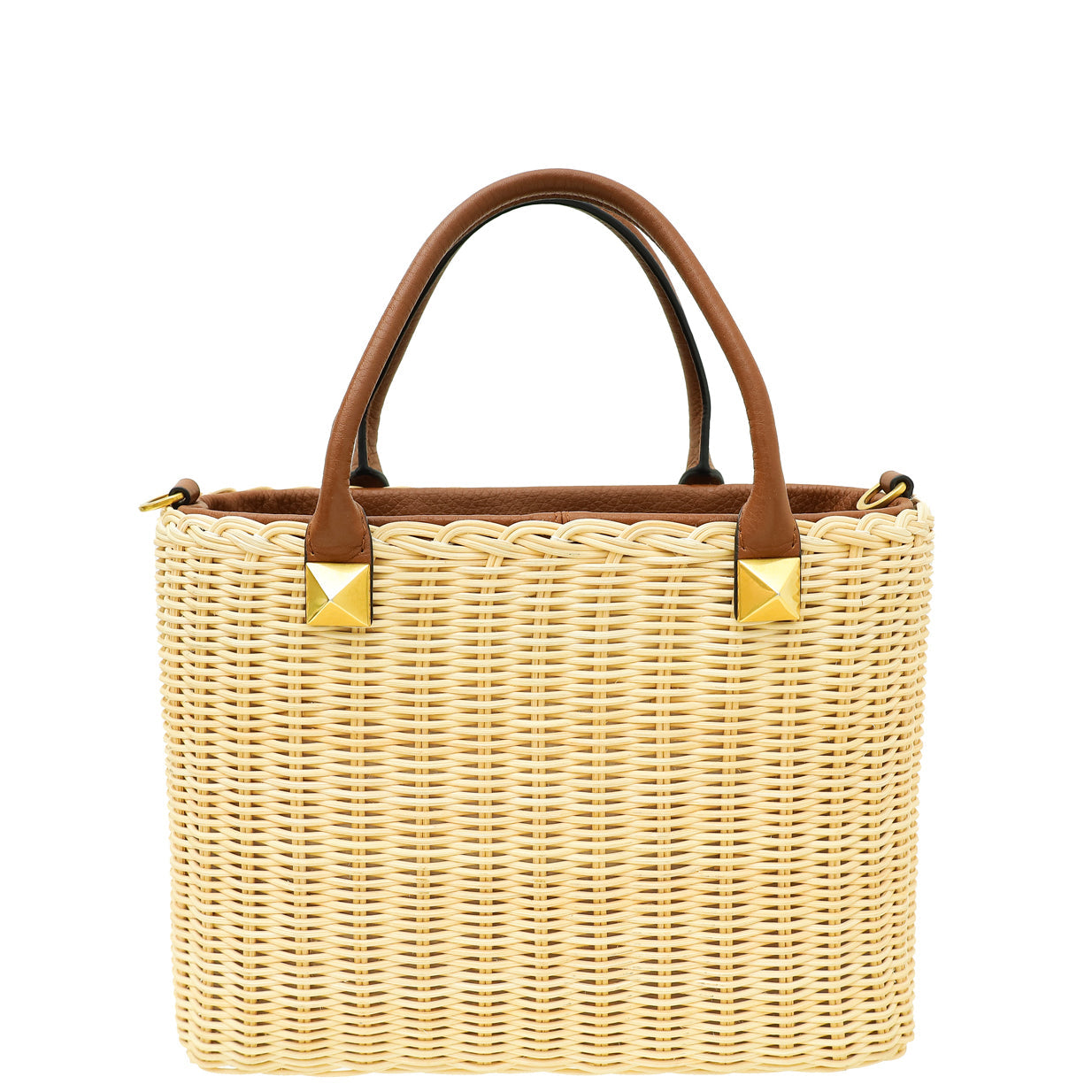 Valentino Bicolor Vlogo Wicker Basket Tote Bag