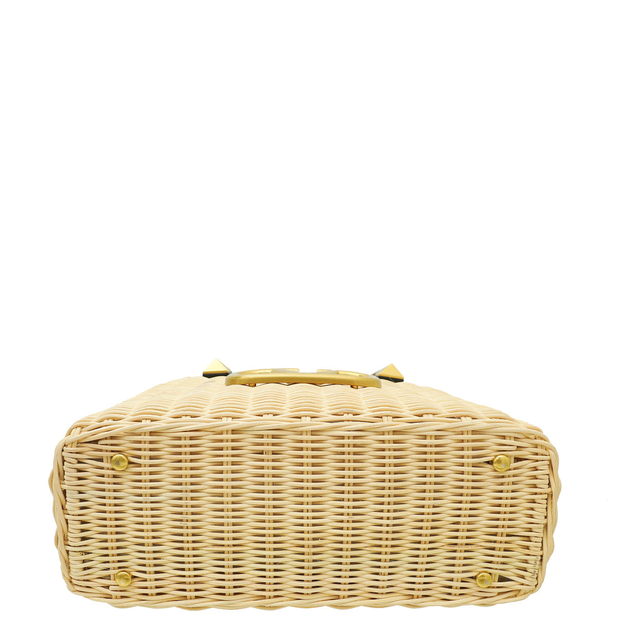 Valentino Bicolor Vlogo Wicker Basket Tote Bag