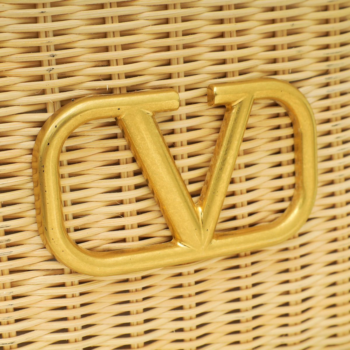 Valentino Bicolor Vlogo Wicker Basket Tote Bag