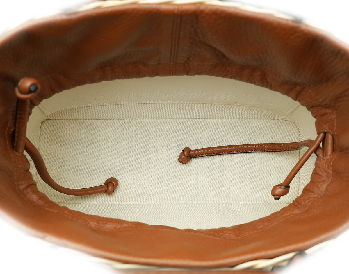 Valentino Bicolor Vlogo Wicker Basket Tote Bag