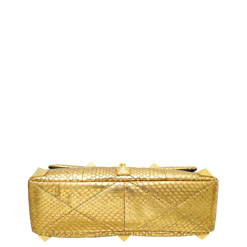 Valentino Metallic Gold Roman Stud The Shoulder Bag Large