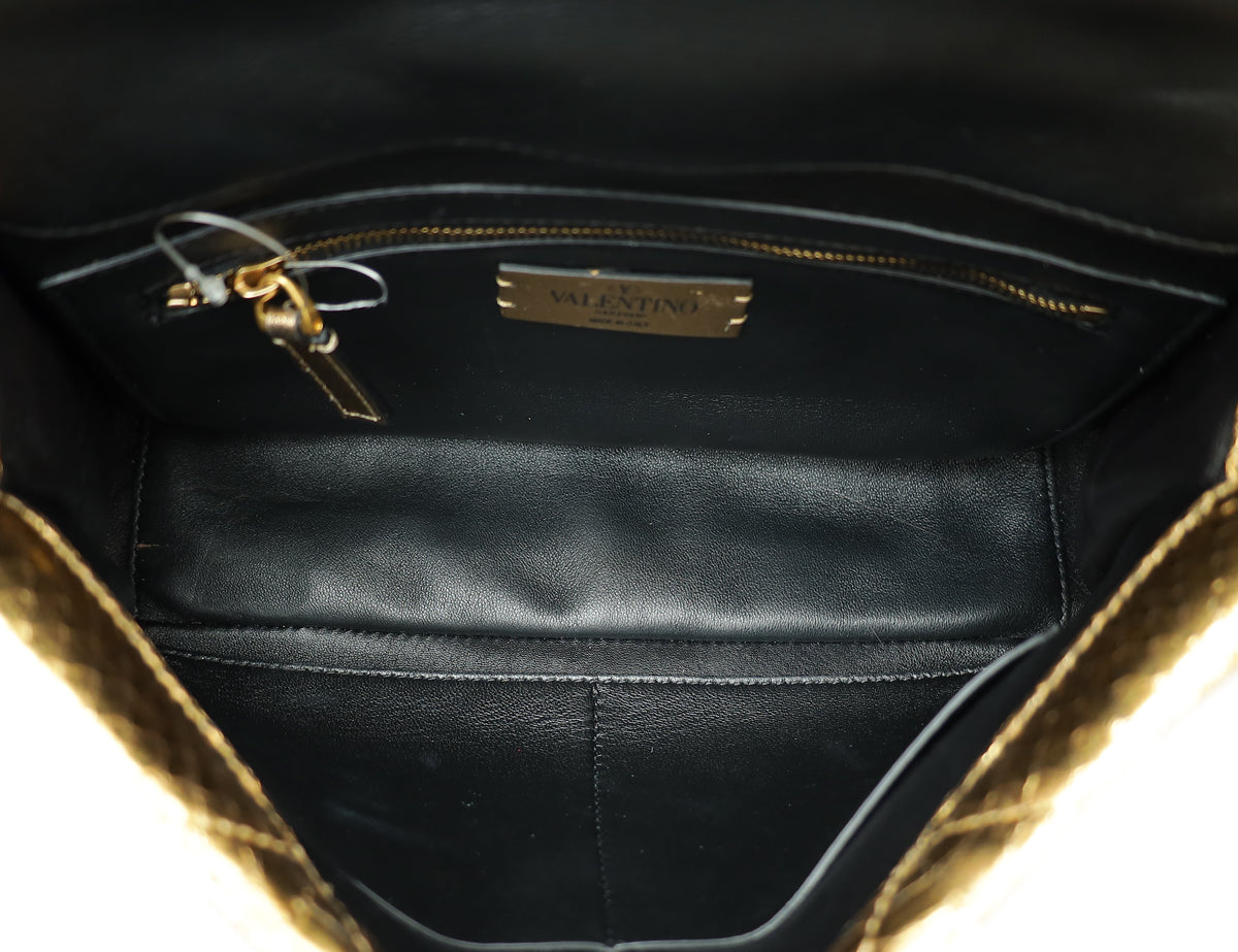 Valentino Metallic Gold Roman Stud The Shoulder Bag Large