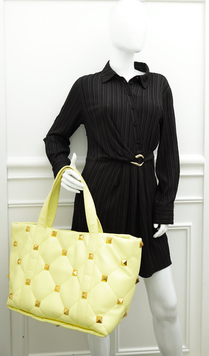 Valentino Lime Roman Stud Tote Bag