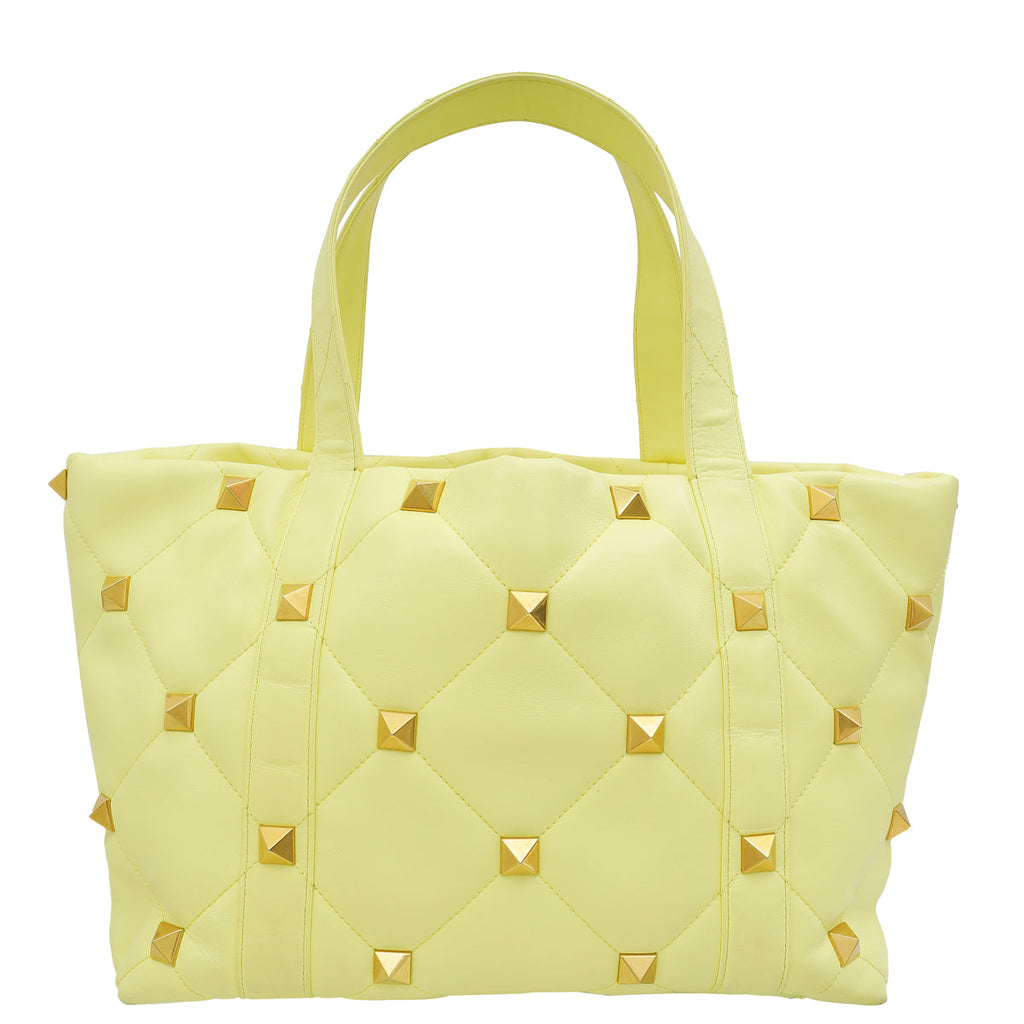 Valentino Lime Roman Stud Tote Bag