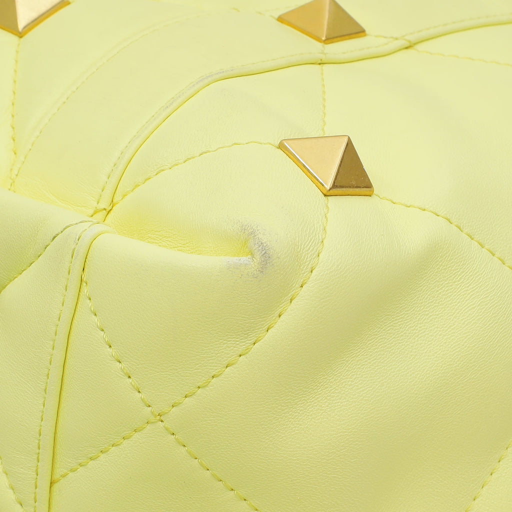 Valentino Lime Roman Stud Tote Bag