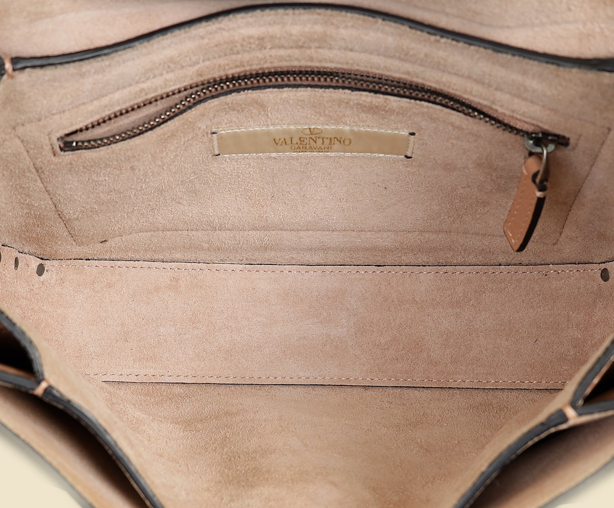 Valentino Blush Rockstud Rolling Flap Medium Bag