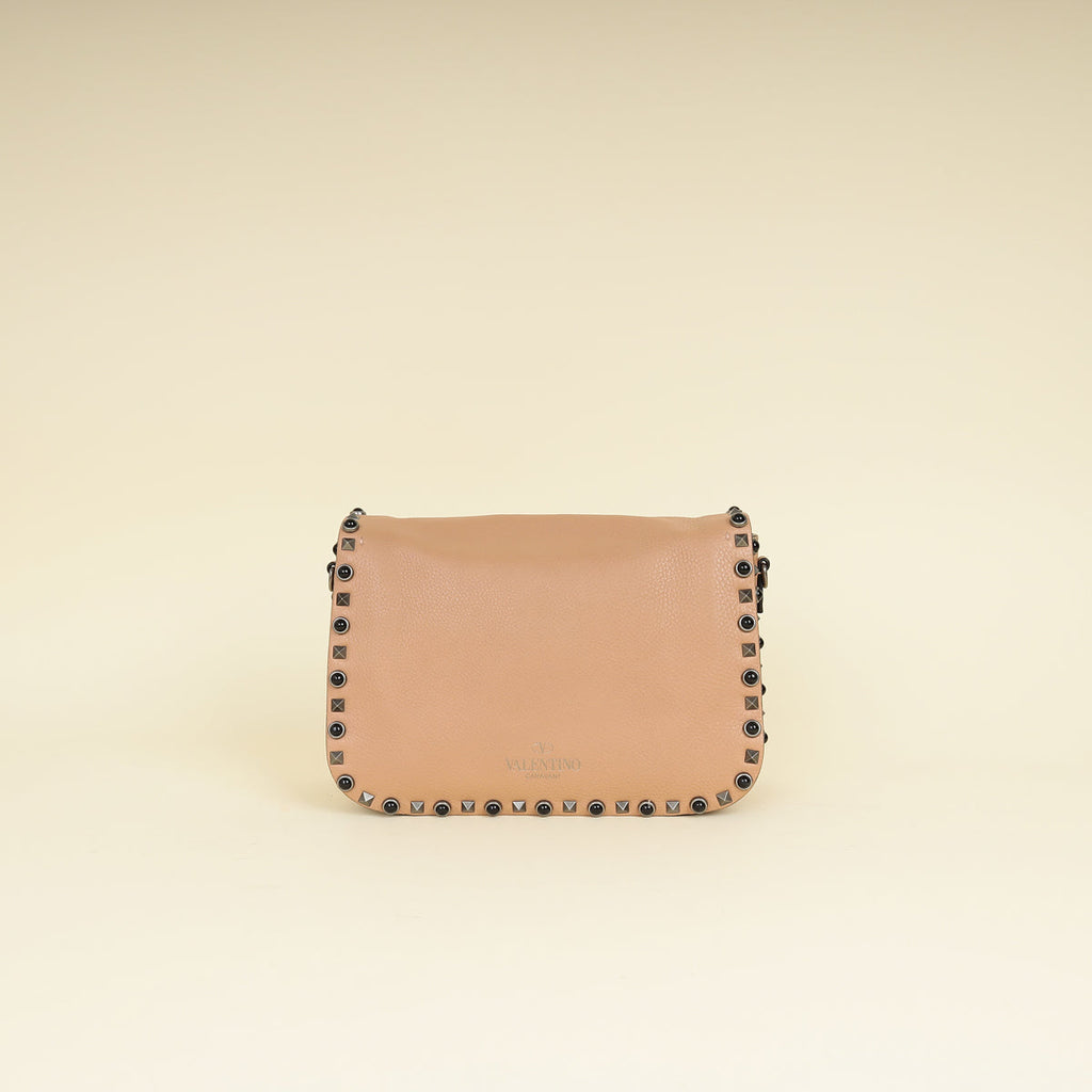 Valentino Blush Rockstud Rolling Flap Medium Bag
