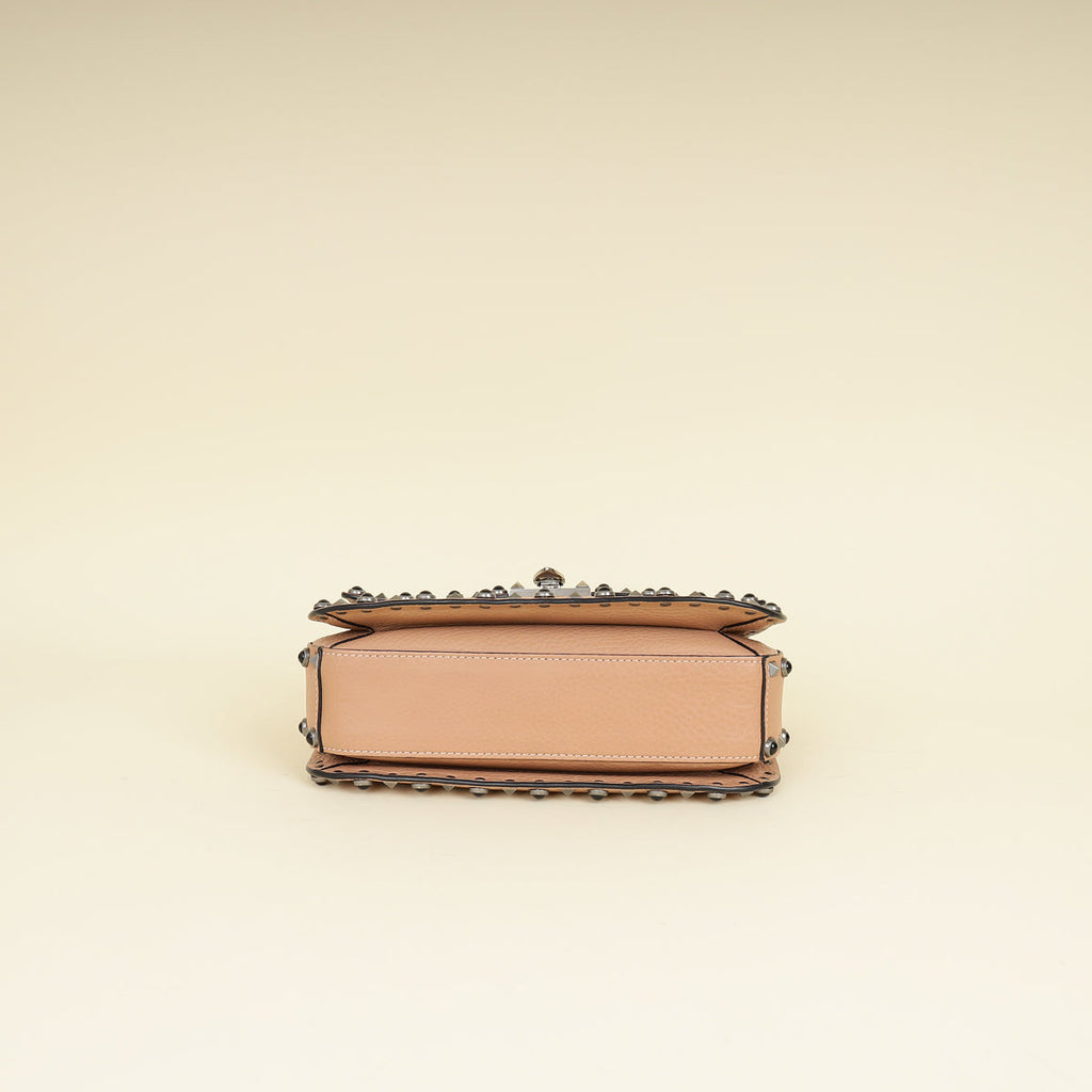 Valentino Blush Rockstud Rolling Flap Medium Bag