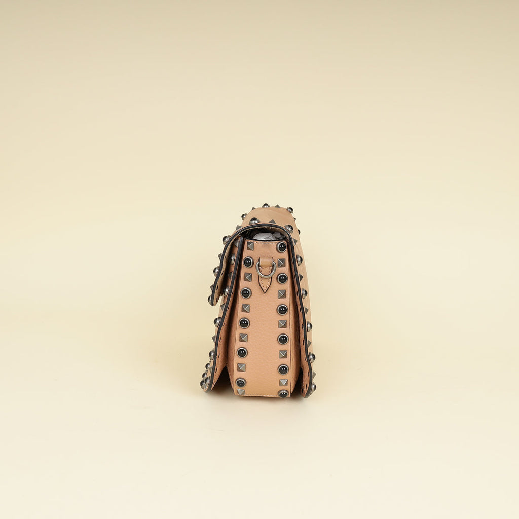 Valentino Blush Rockstud Rolling Flap Medium Bag