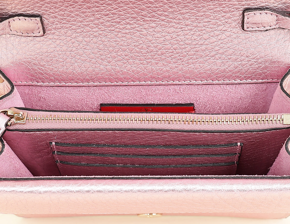 Valentino Metallic Pink Rockstud Chain Pouch