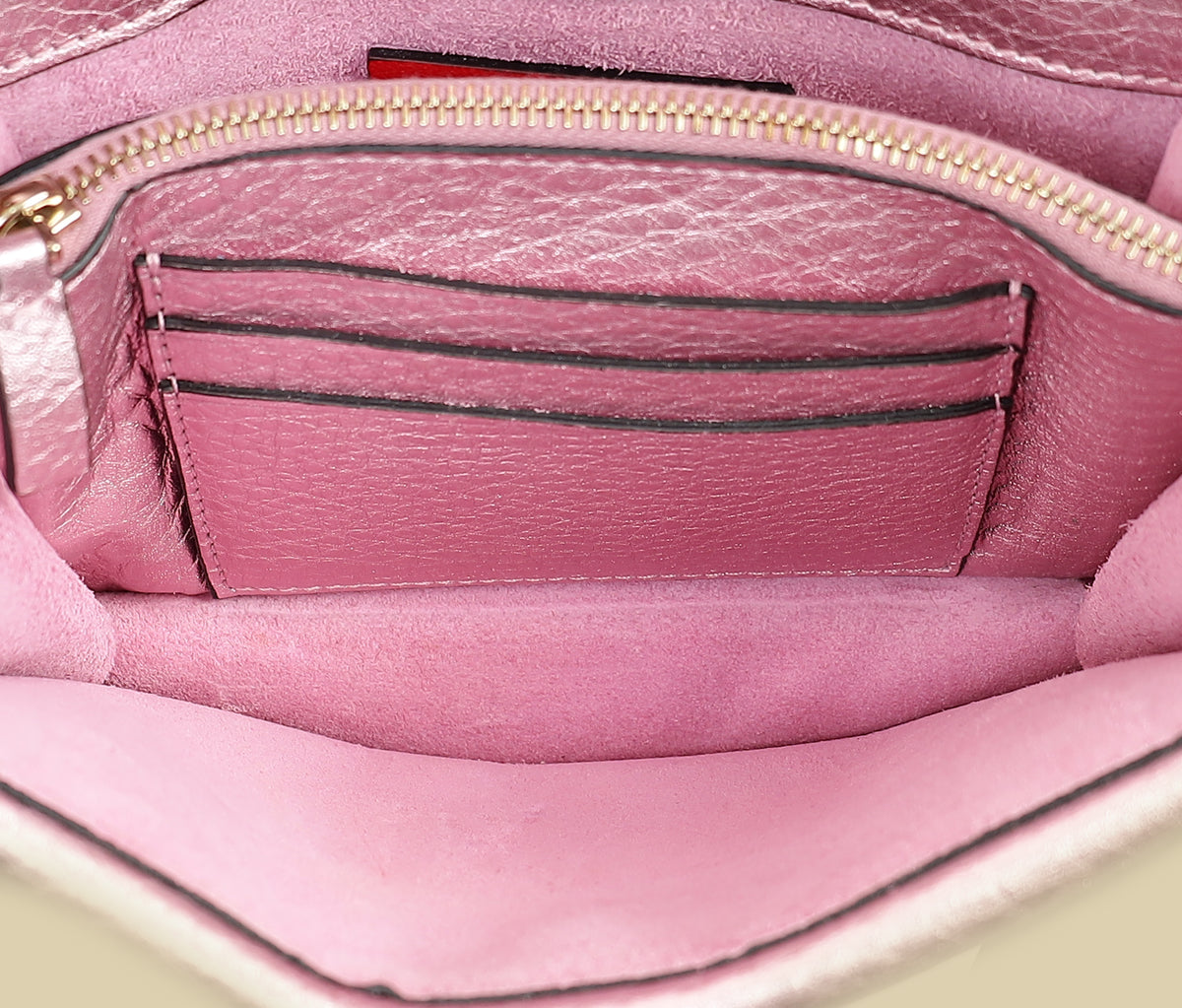 Valentino Metallic Pink Rockstud Chain Pouch