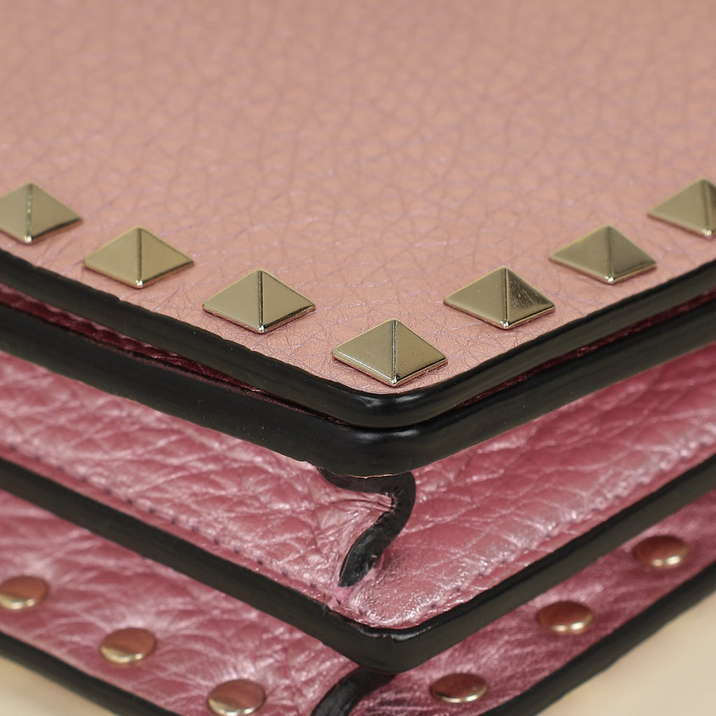 Valentino Metallic Pink Rockstud Chain Pouch