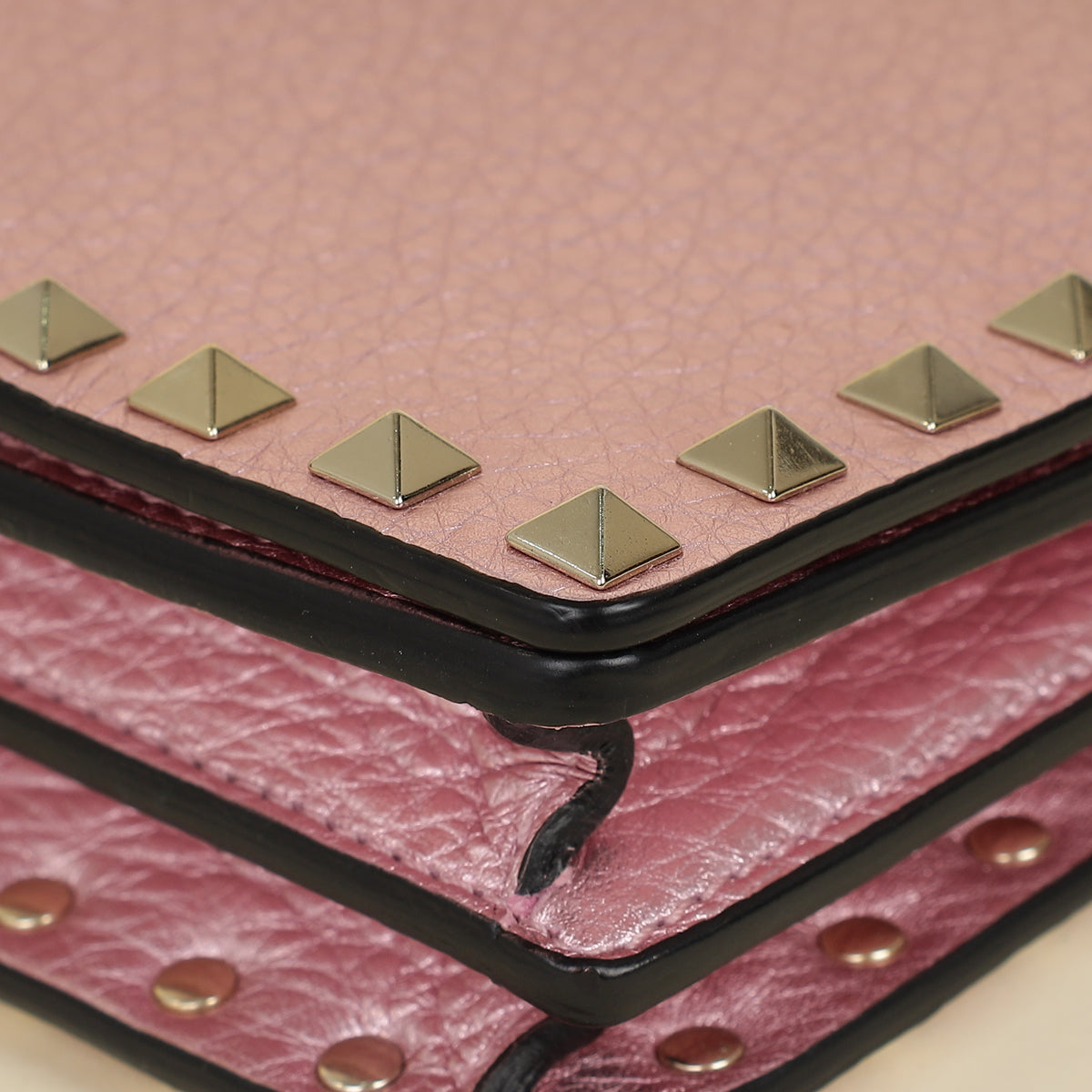Valentino Metallic Pink Rockstud Chain Pouch