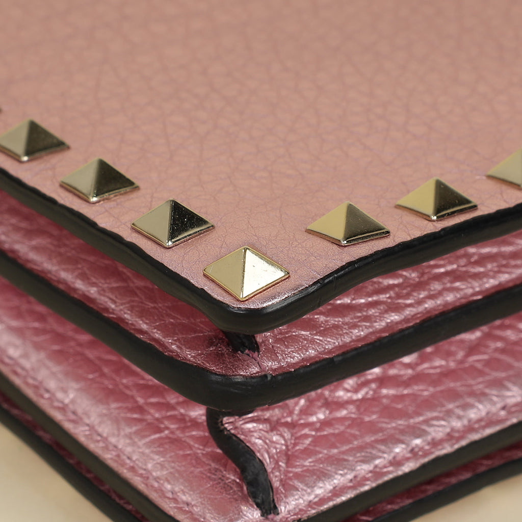 Valentino Metallic Pink Rockstud Chain Pouch