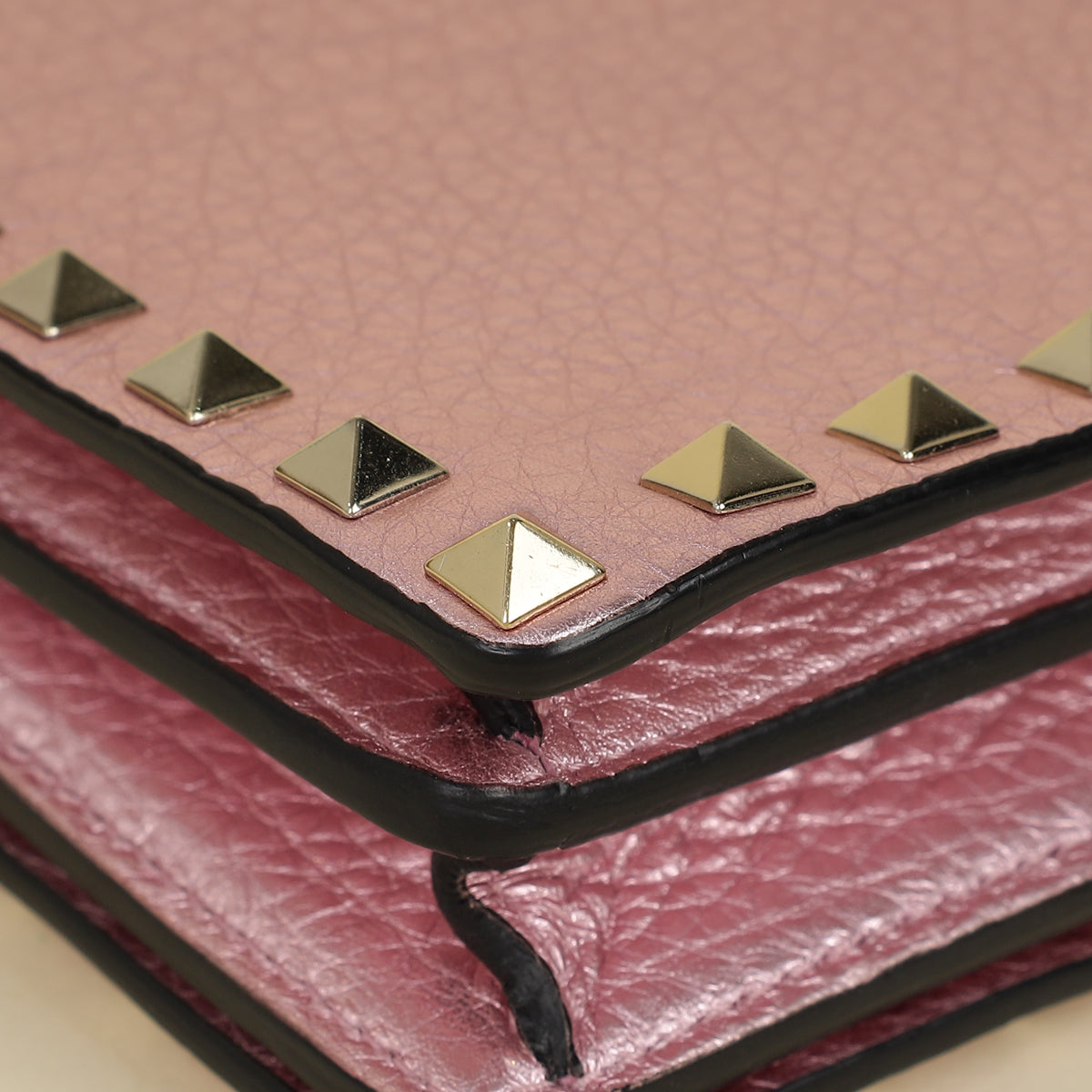Valentino Metallic Pink Rockstud Chain Pouch