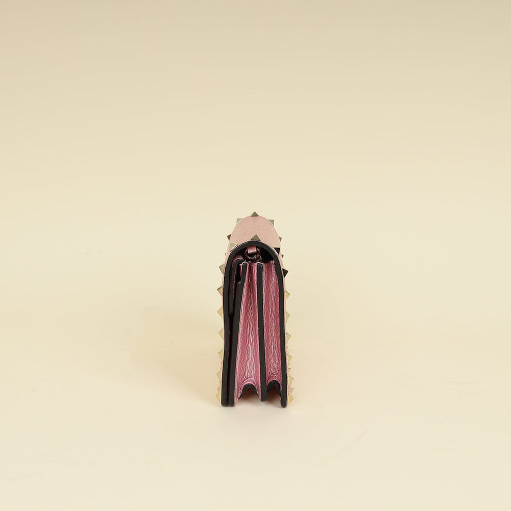 Valentino Metallic Pink Rockstud Chain Pouch