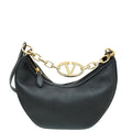 Valentino Black VLogo Moon Small Hobo Bag