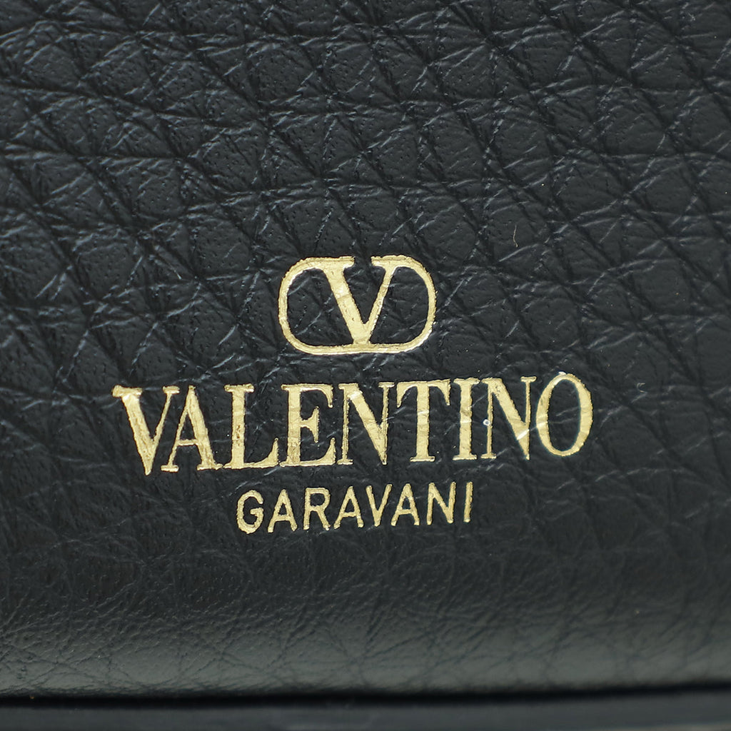Valentino Black VLogo Moon Small Hobo Bag